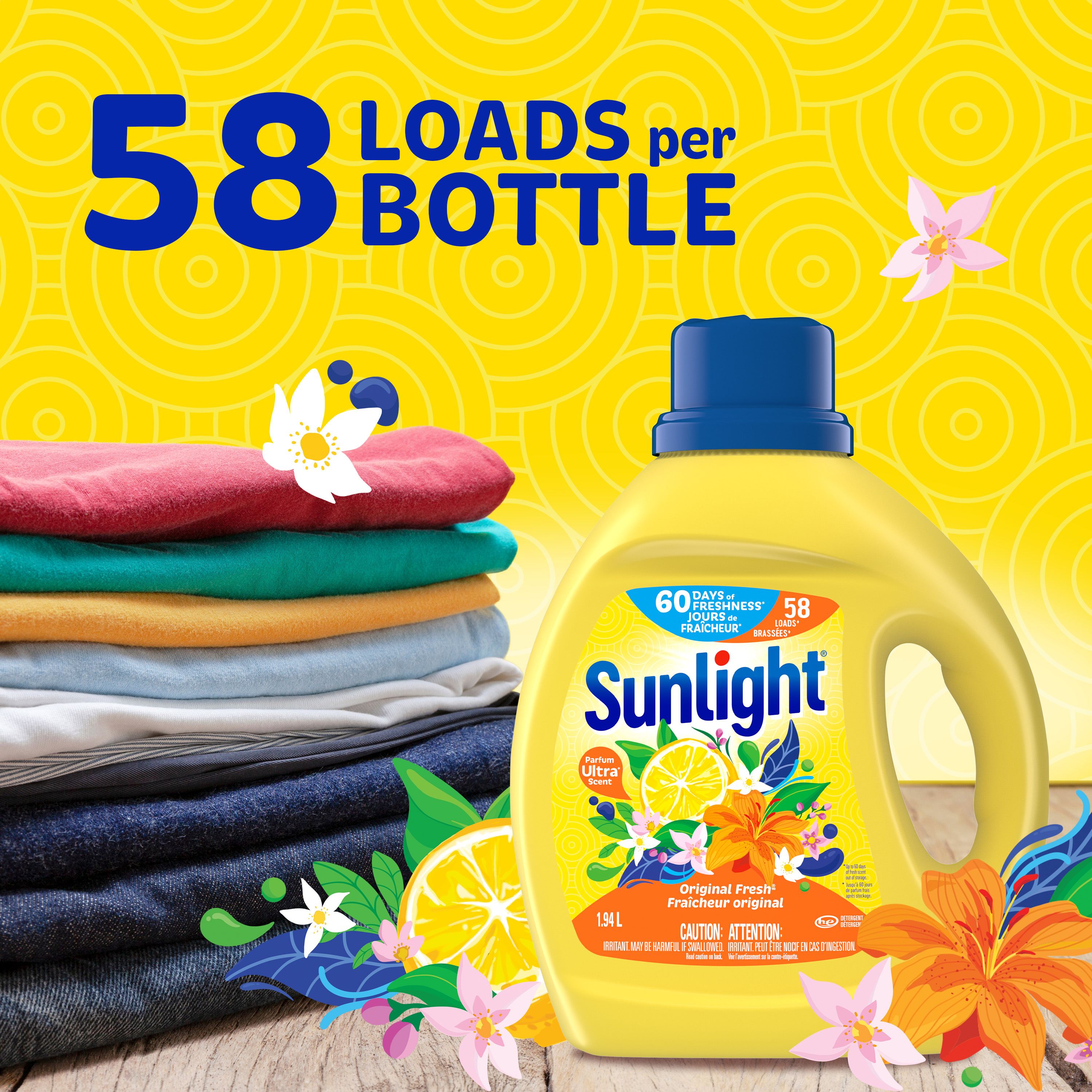 Sunlight® Original Fresh – Liquid Detergent 1.94L, 58 Wash Loads