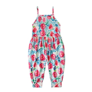 Vêtements d'Été pour Tout-Petites Fille Tout-Petits Enfants Garçons Filles Mode d'Été Mignon Imprimé de Fleurs Bretelles Barboteuse Combinaison Tout-Petit Garçon Vêtements d'Été Vêtements d'Été pour Tout-Petites Filles