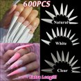 thumbnail image 2 of 600pcs Long False Nail Tip Acrylic Coffin Shape Nail Half Cover Tip Manicure Art Accessory, 2 of 7