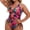 rosered&black, variant on V-neck Spaghetti Straps Hollow Out Side Drawstring Women Monokini Summer Colorful Floral Print Plus Size One-piece Bikini Beachwear