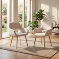 thumbnail image 1 of Homy Casa 2-Piece Upholstered Accent Chairs 31.9'' Fabric Armchairs with Wood Legs for Dining Room, Living Room, Office, Beige, 1 of 7