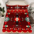 thumbnail image 2 of Erosebridal Boho Aztec King Sheet Sets, Red Abstract Bedding King Size, Triangle Room Decor 4 Pieces, 2 of 7