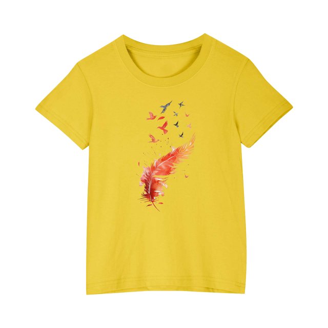 RXIRUCGD 2025 Vêtements d'Été pour Enfants T-shirt Imprimé Mode Mignon Col Rond Manches Courtes