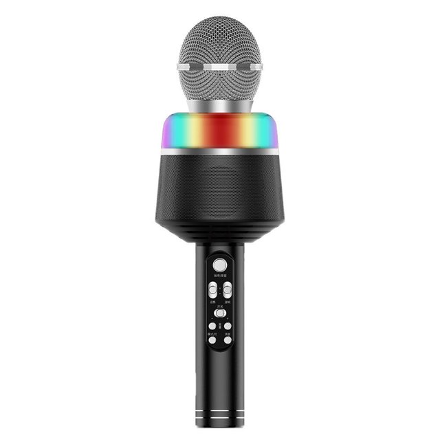 tredstone Wireless Microphone Dynamic Speaker Reverberation KTV Player Surround Rechargeable with LED Lights Mic Strong Compatibility Black