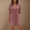 thumbnail image 4 of Pisexur Robes Femmes Belle Robe d'Été pour Femmes Décontractée Sans Manches à Col Rond à Lacets Robe Plissée Rose,P, 4 of 9