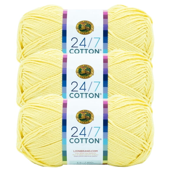 Lion Brand 24/7 Cotton® Yarn #4 Medium/Worsted Cotton Yarn 100g/170m 3-Pack