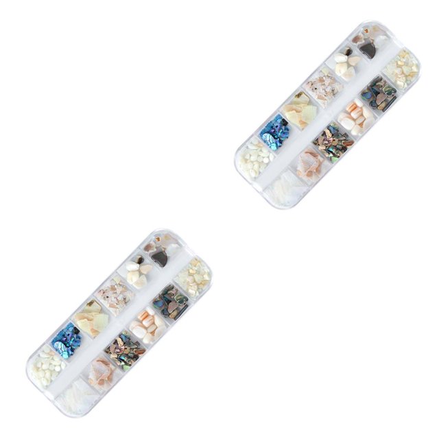 Thinsony Natural Conch Chip Nail Sticker Set High Brightness Nail Decals Kit Manicure Beauty Supplies 3 2Set