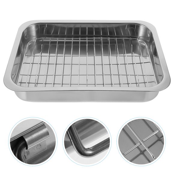 OULII 1 Set Baking Pan Rack with Stainless Steel Design for Practical Oven Roasting Tasks