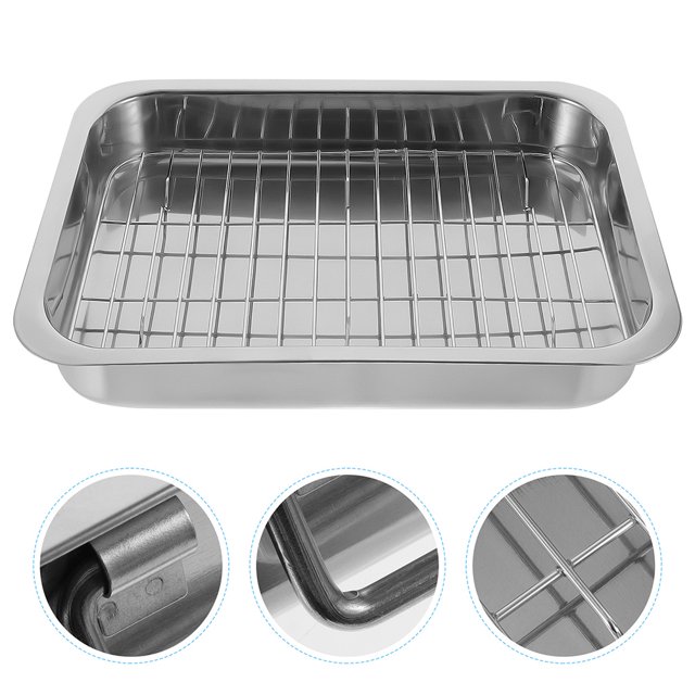 OULII 1 Set Baking Pan Rack with Stainless Steel Design for Practical Oven Roasting Tasks