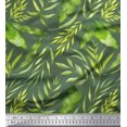 thumbnail image 1 of Soimoi Green Poly Georgette Fabric Leaf Leaves Print Sewing Fabric Yard 52 Inch Wide, 1 of 3