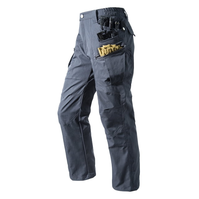 NTACZA Pantalon de Randonnée pour Hommes Gris Imperméable Cargo Pantalon de Travail Fermeture Éclair Extérieur Ripstop Pantalon Tendance pour Hommes TG