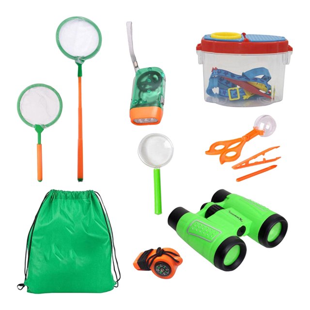 Milaget 11 Pieces Pretend Tools Flashlight Kids Outdoor Adventure Set for 3-12 Year Old