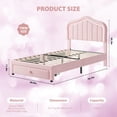 thumbnail image 2 of Twin Upholstered LED Platform Bed Frame with Storage Drawer No Box Spring Needed Easy Assembly Princess Crown Design Pink, 2 of 7