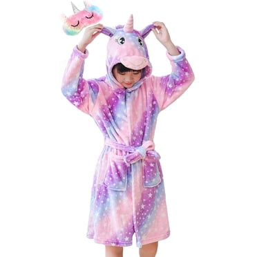 Peignoir Filles Garçons en Coton Serviette Animal Unicorn Peignoir à Capuche