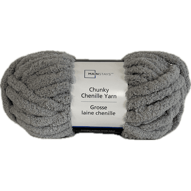 Mainstays Chunky Chenille Yarn, 31.7 yd, Grey, 100% Polyester, Super Bulky