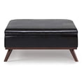 thumbnail image 3 of SIMPLIHOME Owen Table Basse Carrée de 36 Pouces de Large avec Dessus Relevable et Rangement, Pouf Repose-Pieds de Cocktail en Similicuir Aéré Brun Tanners Rembourré, Style Milieu du Siècle Moderne, Salon, 3 of 5