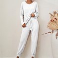 thumbnail image 1 of Meichang Women's Pajama Set 2 Piece Lounge Set Ribbed Knit Crew Neck Long Sleeve Pullover Tops Jogger Pants Set Fall Outfits Running Workout Sets Matching Tracksuit, 1 of 8