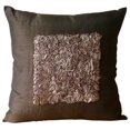thumbnail image 1 of The HomeCentric Pillow Cover Brown Decorative Pillow Cover For Sofa Pack of 2 16x16 inch (40x40 cm) Silk Pillowcase With Zipper Solid Color Ribbon Embroidery Accent- Vintage Chocolate Love, 1 of 3