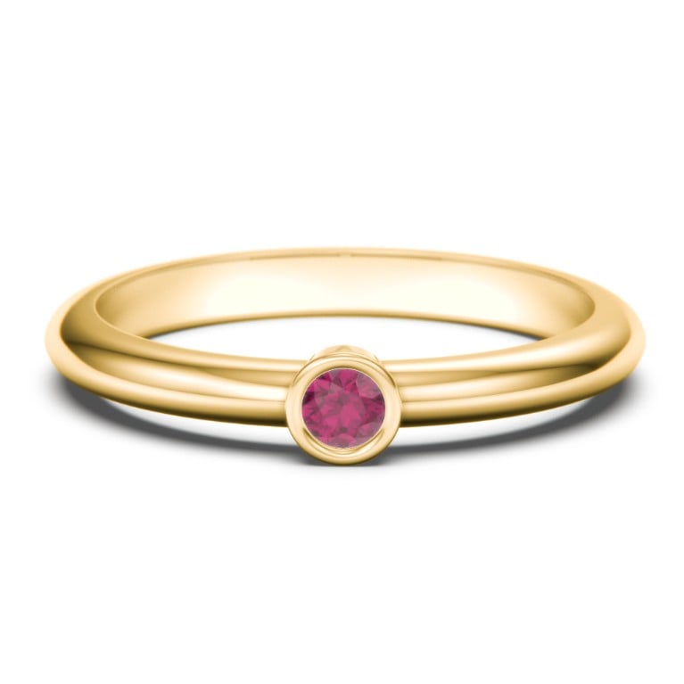 Classic Bezel Set Birthstone Ring - Ruby (July)