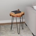thumbnail image 4 of Table d'appoint moderne rustique en bois massif et fer – naturel, 4 of 7