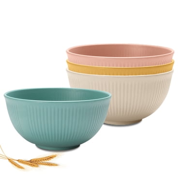 Wheat Straw Bowls Set of 4 ,Unbreakable Large Cereal Bowls Microwave and Dishwasher Safe And Reusable Lightweight Bowl For Rice Noodle Soup Snack Salad Fruit