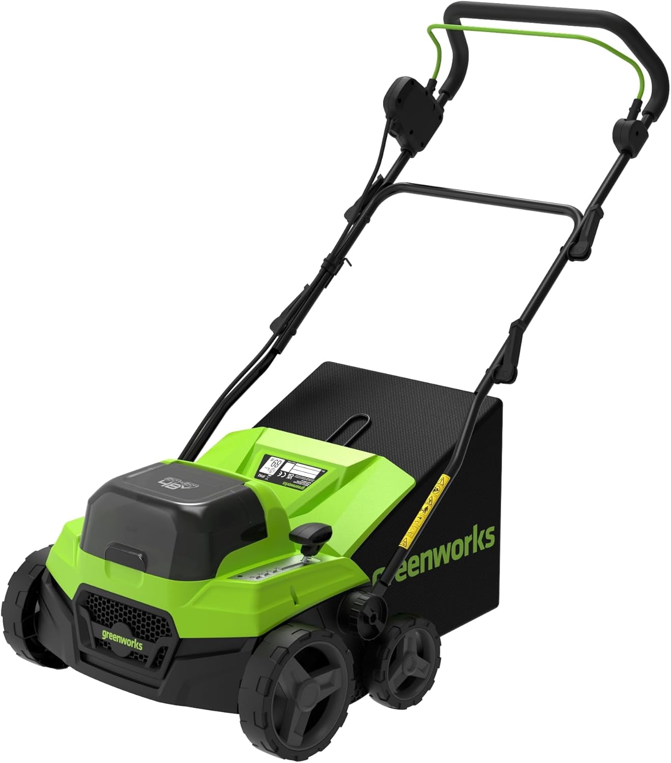 Greenworks 48V (24V x 2) 15” Cordless Lawn Scarifier & Dethatcher, Adjustable Depth Thatch Remover for Home Lawn Care, Backyard Garden Maintenance, Spring & Fall Seasonal Yard Cleanup, Tool Only