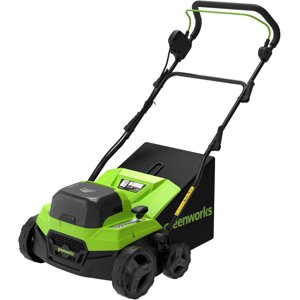 Greenworks 48V (24V x 2) 15” Cordless Lawn Scarifier & Dethatcher, Adjustable Depth Thatch Remover for Home Lawn Care, Backyard Garden Maintenance, Spring & Fall Seasonal Yard Cleanup, Tool Only