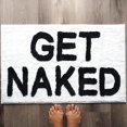 thumbnail image 1 of Evovee White Bath Mat, Get Naked Fun Bathroom Rugs, Non-Slip Washable, 20x31.5 inches, 1 of 7
