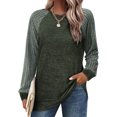 thumbnail image 2 of yoeyez Tunique en Tricot pour Femmes, Chandails à Manches Torsadées Patchwork, Col Ras du Cou Raglan, Chemises à Manches Longues, Hauts Mode Automne 2024, Vert, TG, 2 of 5