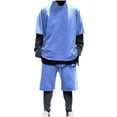 thumbnail image 3 of Mikilon Tenues Tendance pour Hommes Ensemble 2 Pcs Manches Courtes Col Rond Blouse/chemise Mode Décontractée Couleur Unie Manches Courtes Col Rond Blouses Chemises Ensembles Bleu Ciel TG, 3 of 7