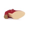 thumbnail image 3 of Unique Bargains Women's Ruffle Block High Heels Ankle Boots Red (Size 9.5), 3 of 8
