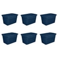 thumbnail image 1 of Sterilite Classic Bac de Rangement Empilable avec Couvercle de 30 Gal, Lot de 6, 1 of 6