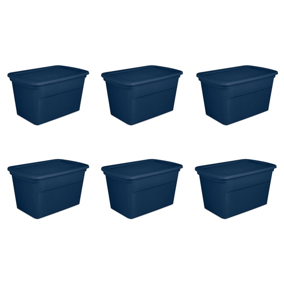 Sterilite Classic Lidded Stackable 30 Gal Storage Tote Container, 6 Pack