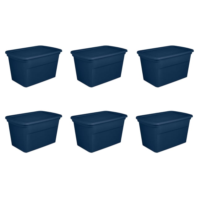 Sterilite Classic Bac de Rangement Empilable avec Couvercle de 30 Gal, Lot de 6