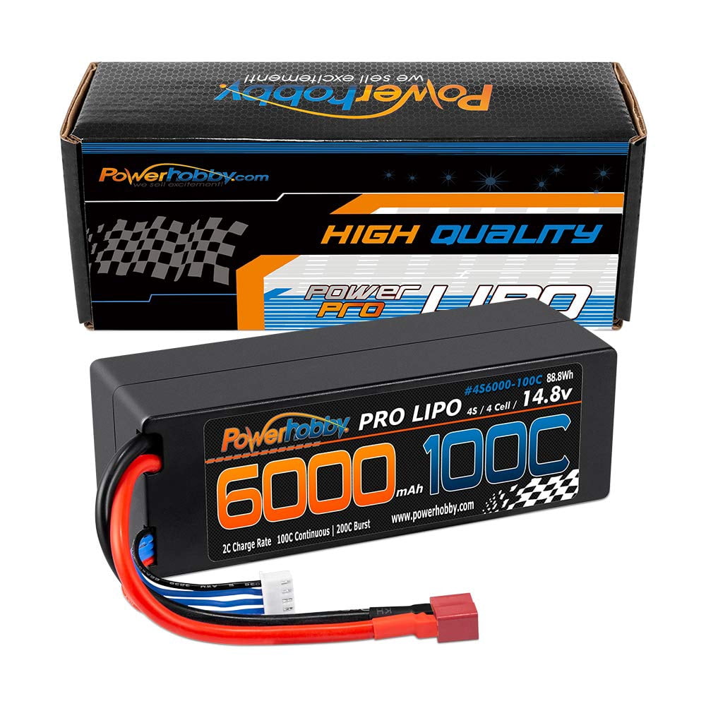 Powerhobby 4S 14.8v 6000mah 100c Lipo Battery w Deans Plug Hard Case 4-Cell