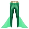 thumbnail image 3 of TiaoBug Mens Metallic Shiny Mermaid Flare Pants Ruffled Tulle Trims Fishscale Print Tights Leggings Green 4XL, 3 of 5