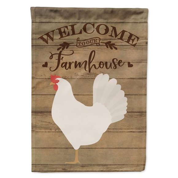 Carolines Treasures CK6784CHF Leghorn Chicken Welcome Canvas House Flag - 28 x 0.01 x 40 in.