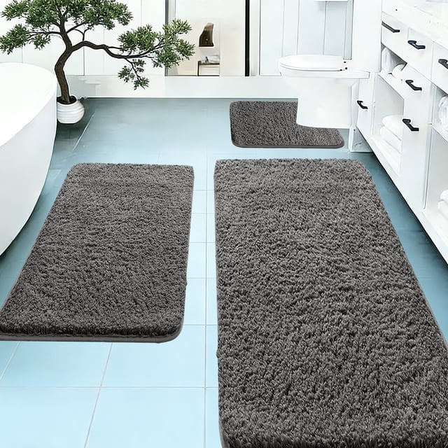 Dvkptbk area rug set Colors 3-Piece Memorys Foam Bathroom Rug Set Soft Non Slide Bath Mat Absorbent Bath Rug Perfects for Bathroom Laundry Room Mat Bathroom Mat Bathroom Accessories