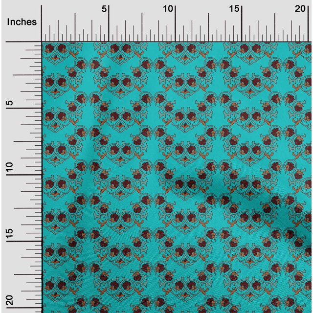 oneOone Cotton Silk Fabric Floral Block Print Fabric BTY 42 Inch Wide
