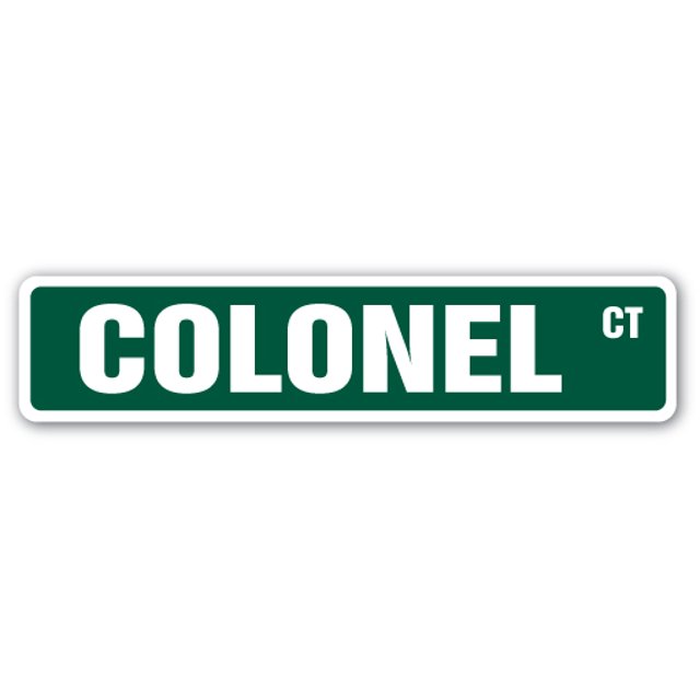COLONEL Street Sign Childrens Name Room Sign | Indoor/Outdoor | 24" Wide Plastic Sign