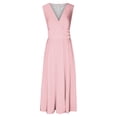 thumbnail image 4 of AherBiu Formal Dresses for Women Sleeveless Deep V Neck Ruched Flowy Evening Party Cocktail Maxi Dress, 4 of 5