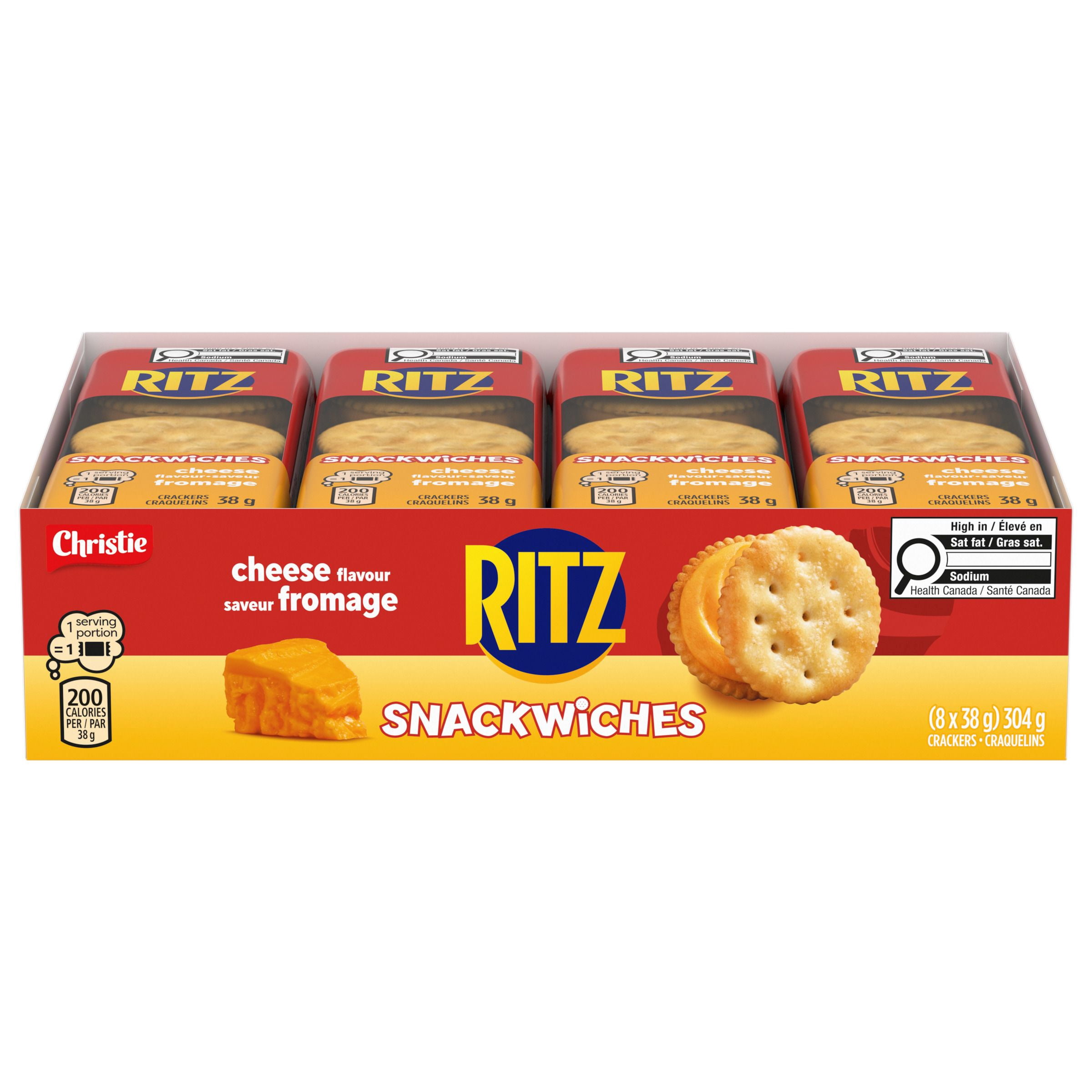 Ritz Snackwich Crackers, Saveur Fromage, 8 Paquets Individuellement Emballés, Biscuit de Collation, Paquet Portion Cuit