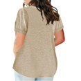 thumbnail image 4 of Ladies Top V Neck Fashion Solid Color Short Sleeve Pocket Loose T Shirt, 4 of 4