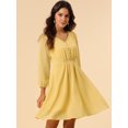 thumbnail image 3 of INSPIRE CHIC Robe en Chiffon Fluide à Manches Mi-Longues et Col en V pour Femmes, 3 of 6