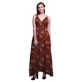 thumbnail image 1 of Bimba Robe Longue Maxi de Plage pour Femmes à Imprimé Feuilles, à Bretelles, Tenue de Villégiature d'Été - Petit, 1 of 5