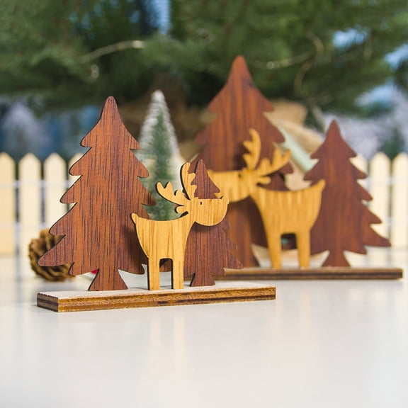 Aofa 2Pcs Arbre de Noël Wapiti Maison Salon Armoire Décoration de Bureau Fournitures de Noël