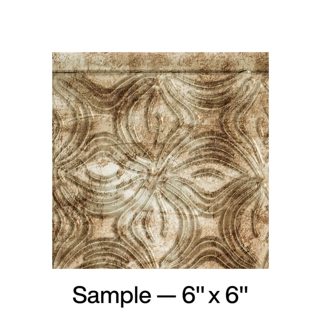 FASÄDE Lotus Decorative Vinyl Backsplash Panel in Bermuda Bronze (6X6 Inch Sample)