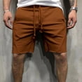 thumbnail image 2 of Yuzhih Men's Summer Shorts Casual Solid Color Drawstring Frayed Raw Hem Shorts Outdoors Workout Athletic Shorts, 2 of 6
