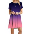 thumbnail image 2 of Robe Mini Ample Décontractée pour Femmes à Manches Courtes, Col Rond, Imprimée, 2 of 9