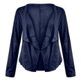 thumbnail image 4 of CEHVOM Cardigan Court en Velours Imitation Peau de Daim Uni à Revers pour Femme, 4 of 5